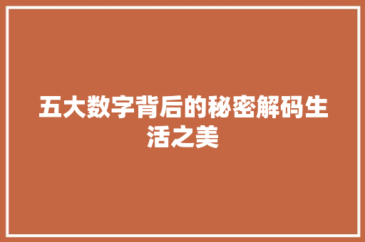 五大数字背后的秘密解码生活之美
