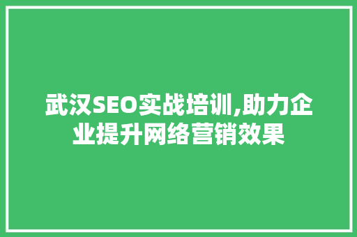 武汉SEO实战培训,助力企业提升网络营销效果