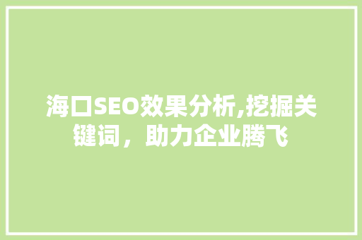 海口SEO效果分析,挖掘关键词，助力企业腾飞