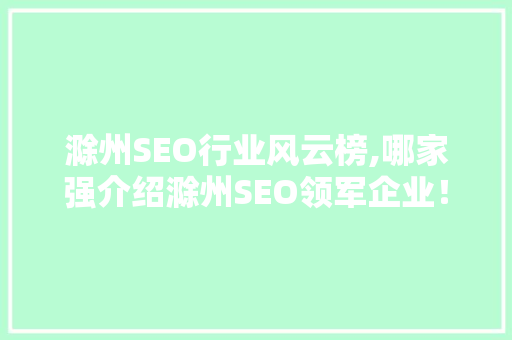 滁州SEO行业风云榜,哪家强介绍滁州SEO领军企业！