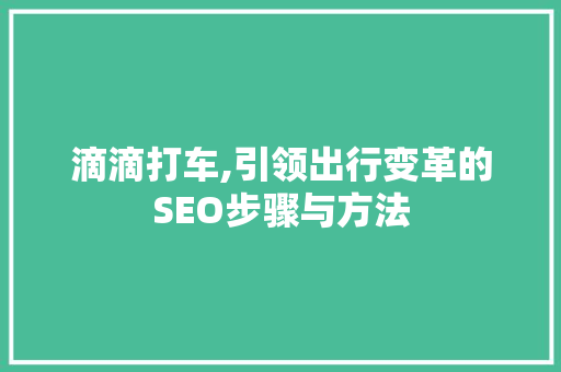 滴滴打车,引领出行变革的SEO步骤与方法