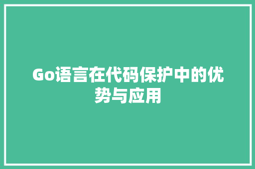 Go语言在代码保护中的优势与应用