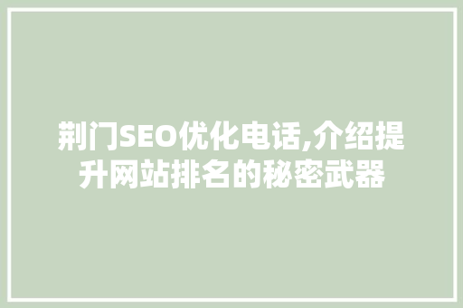 荆门SEO优化电话,介绍提升网站排名的秘密武器