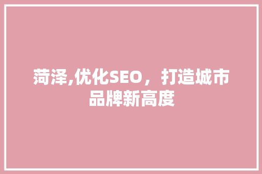 菏泽,优化SEO，打造城市品牌新高度