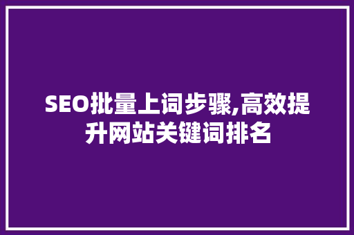 SEO批量上词步骤,高效提升网站关键词排名