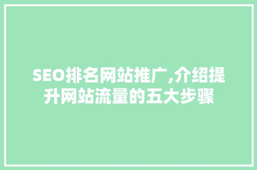 SEO排名网站推广,介绍提升网站流量的五大步骤