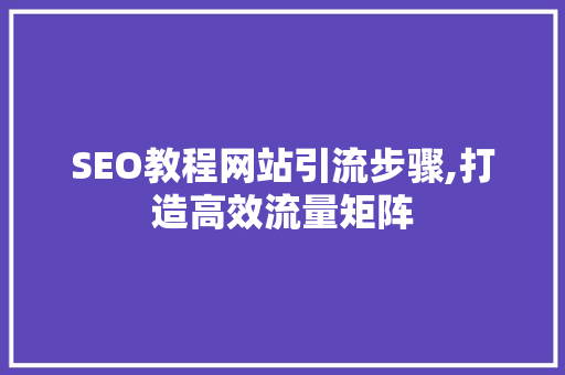 SEO教程网站引流步骤,打造高效流量矩阵