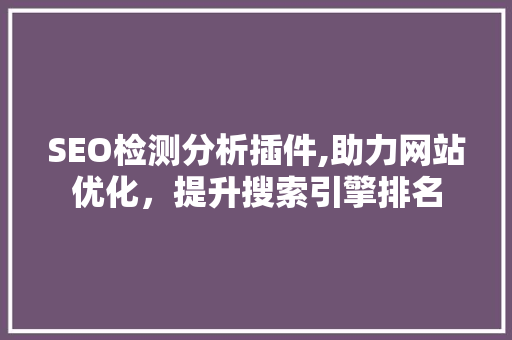 SEO检测分析插件,助力网站优化，提升搜索引擎排名