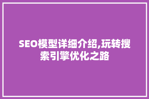 SEO模型详细介绍,玩转搜索引擎优化之路