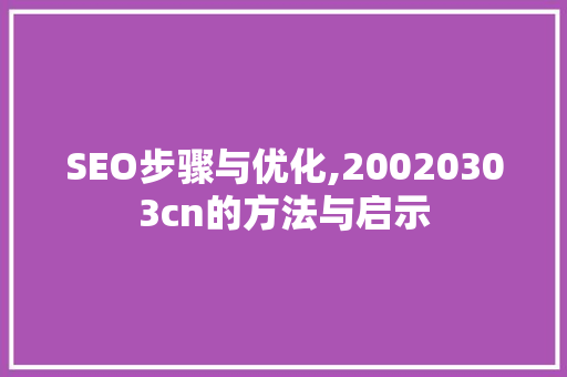 SEO步骤与优化,20020303cn的方法与启示