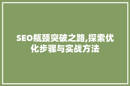 SEO瓶颈突破之路,探索优化步骤与实战方法