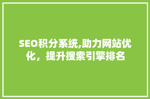 SEO积分系统,助力网站优化，提升搜索引擎排名