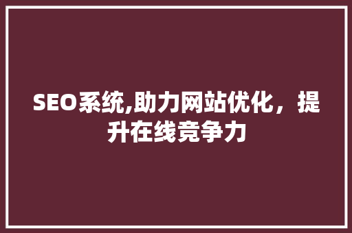 SEO系统,助力网站优化，提升在线竞争力