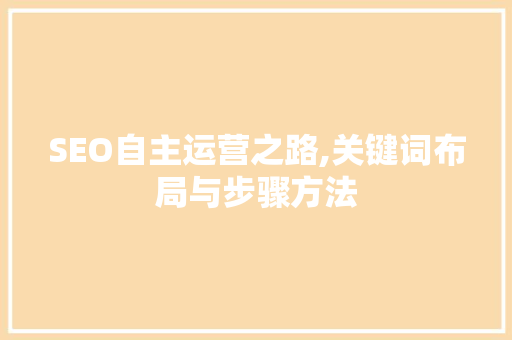 SEO自主运营之路,关键词布局与步骤方法