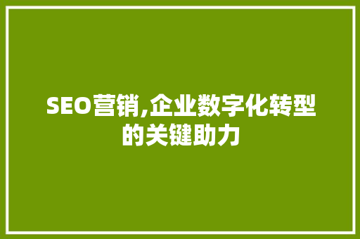 SEO营销,企业数字化转型的关键助力