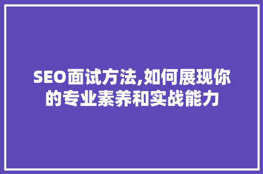 SEO面试方法,如何展现你的专业素养和实战能力