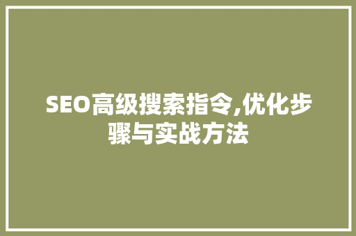 SEO高级搜索指令,优化步骤与实战方法