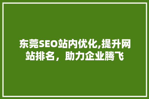 东莞SEO站内优化,提升网站排名，助力企业腾飞