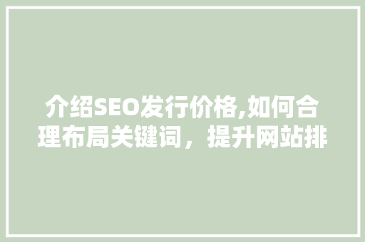 介绍SEO发行价格,如何合理布局关键词，提升网站排名