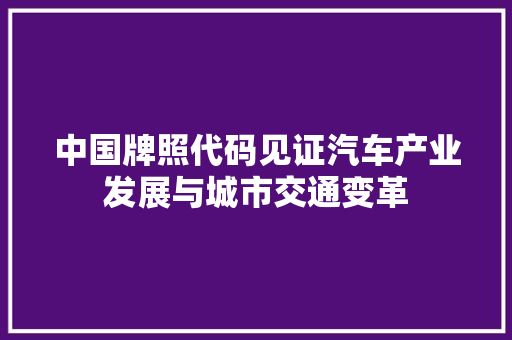 中国牌照代码见证汽车产业发展与城市交通变革