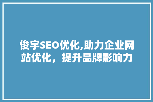 俊宇SEO优化,助力企业网站优化，提升品牌影响力