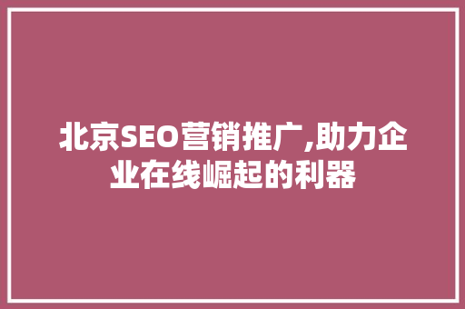 北京SEO营销推广,助力企业在线崛起的利器  第1张