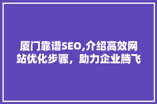 厦门靠谱SEO,介绍高效网站优化步骤，助力企业腾飞