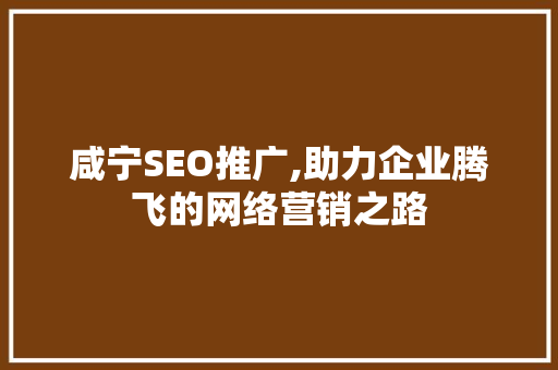 咸宁SEO推广,助力企业腾飞的网络营销之路