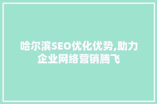 哈尔滨SEO优化优势,助力企业网络营销腾飞
