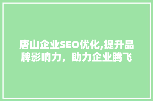 唐山企业SEO优化,提升品牌影响力，助力企业腾飞