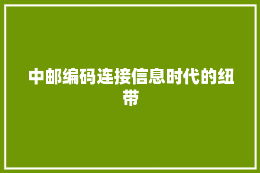 中邮编码连接信息时代的纽带