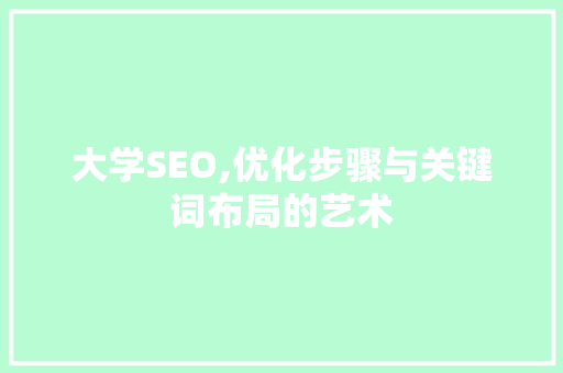 大学SEO,优化步骤与关键词布局的艺术