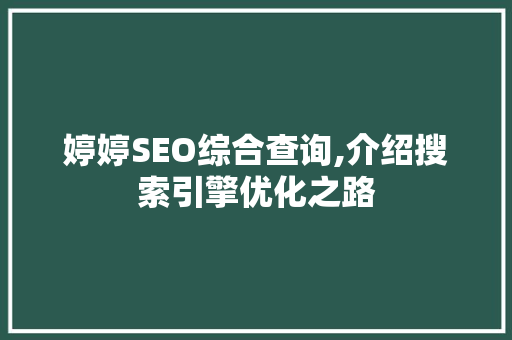 婷婷SEO综合查询,介绍搜索引擎优化之路
