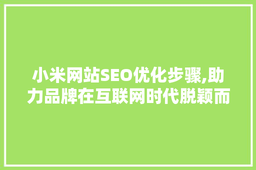 小米网站SEO优化步骤,助力品牌在互联网时代脱颖而出