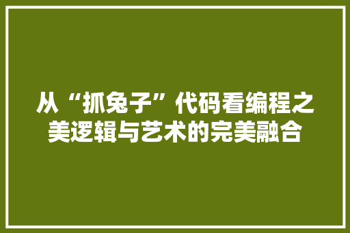 从“抓兔子”代码看编程之美逻辑与艺术的完美融合