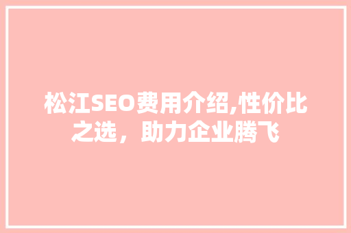 松江SEO费用介绍,性价比之选，助力企业腾飞  第1张