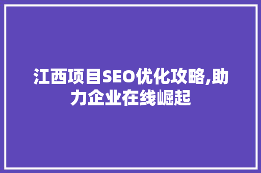 江西项目SEO优化攻略,助力企业在线崛起