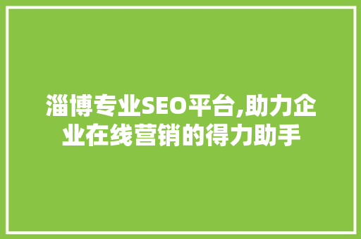 淄博专业SEO平台,助力企业在线营销的得力助手