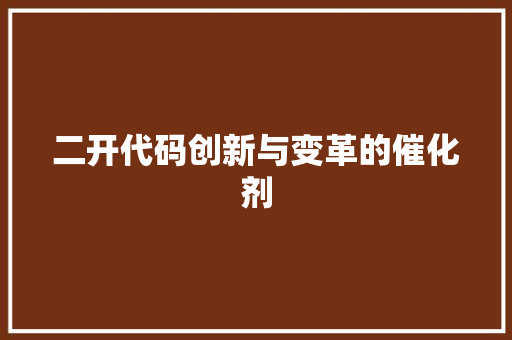 二开代码创新与变革的催化剂