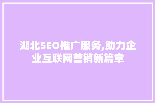 湖北SEO推广服务,助力企业互联网营销新篇章
