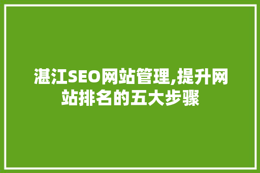 湛江SEO网站管理,提升网站排名的五大步骤