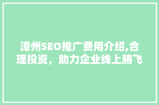 漳州SEO推广费用介绍,合理投资，助力企业线上腾飞