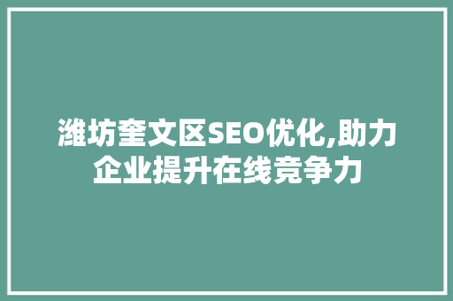 潍坊奎文区SEO优化,助力企业提升在线竞争力