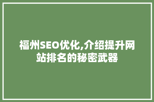 福州SEO优化,介绍提升网站排名的秘密武器