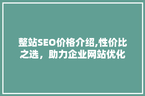 整站SEO价格介绍,性价比之选，助力企业网站优化