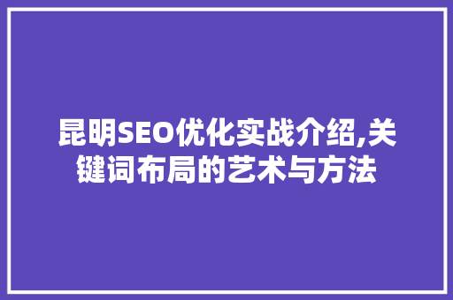 昆明SEO优化实战介绍,关键词布局的艺术与方法