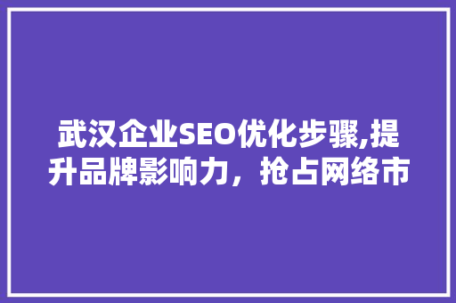 武汉企业SEO优化步骤,提升品牌影响力，抢占网络市场先机