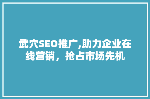武穴SEO推广,助力企业在线营销，抢占市场先机  第1张