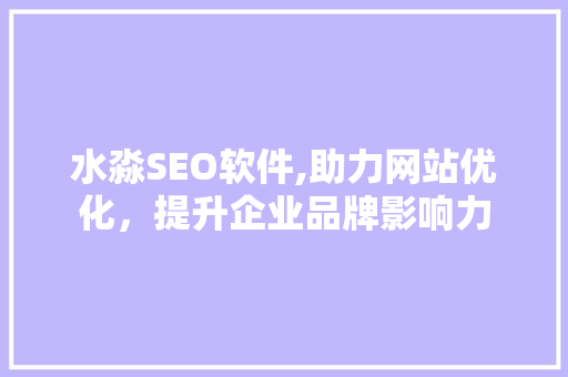 水淼SEO软件,助力网站优化，提升企业品牌影响力