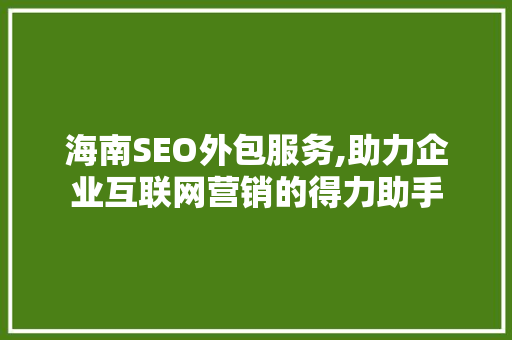 海南SEO外包服务,助力企业互联网营销的得力助手